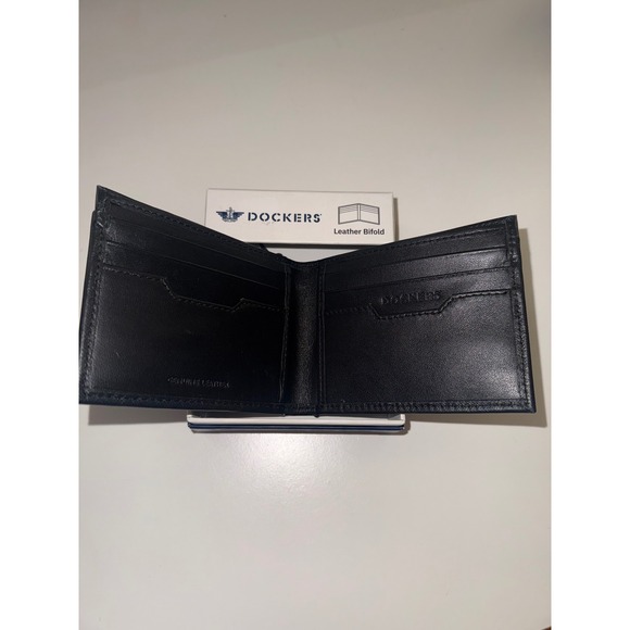 Dockers Leather Bifold Wallet Black Mens Genuine Leather Slim Card Holder NEW - Picture 6 of 8